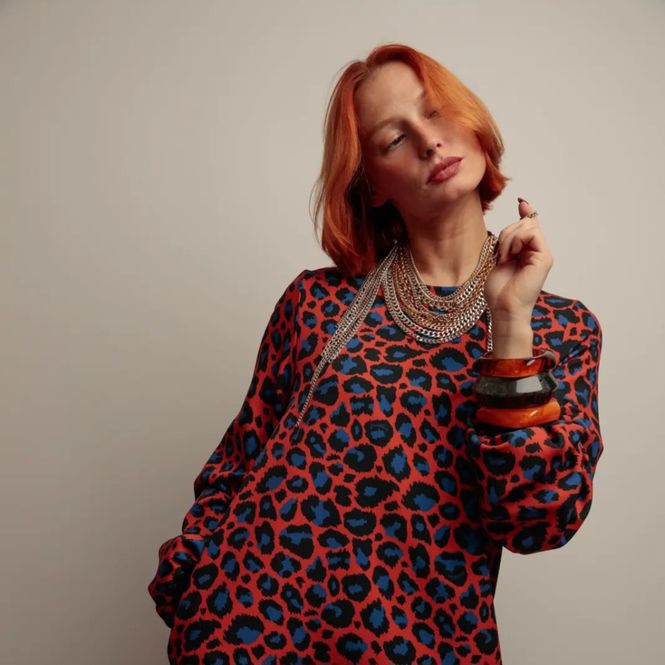 Hovedbilde Amelia Print Caye Blå Kjole